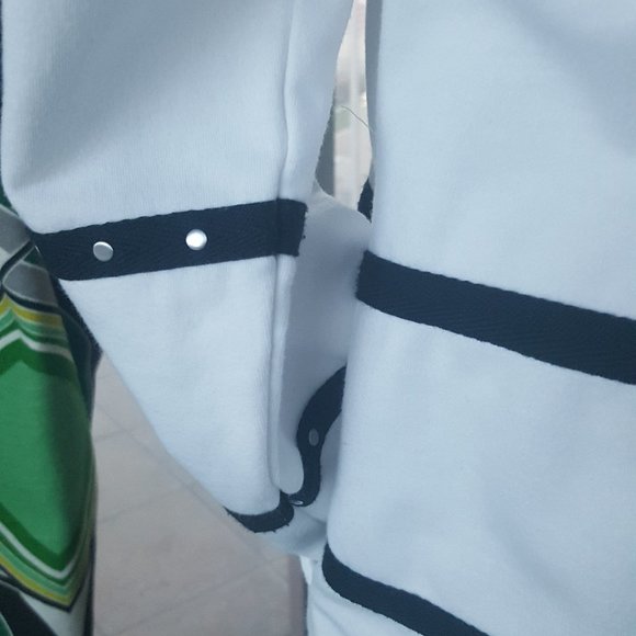 Zip up jacket white black silver stud Blast sz XL - Picture 6 of 11